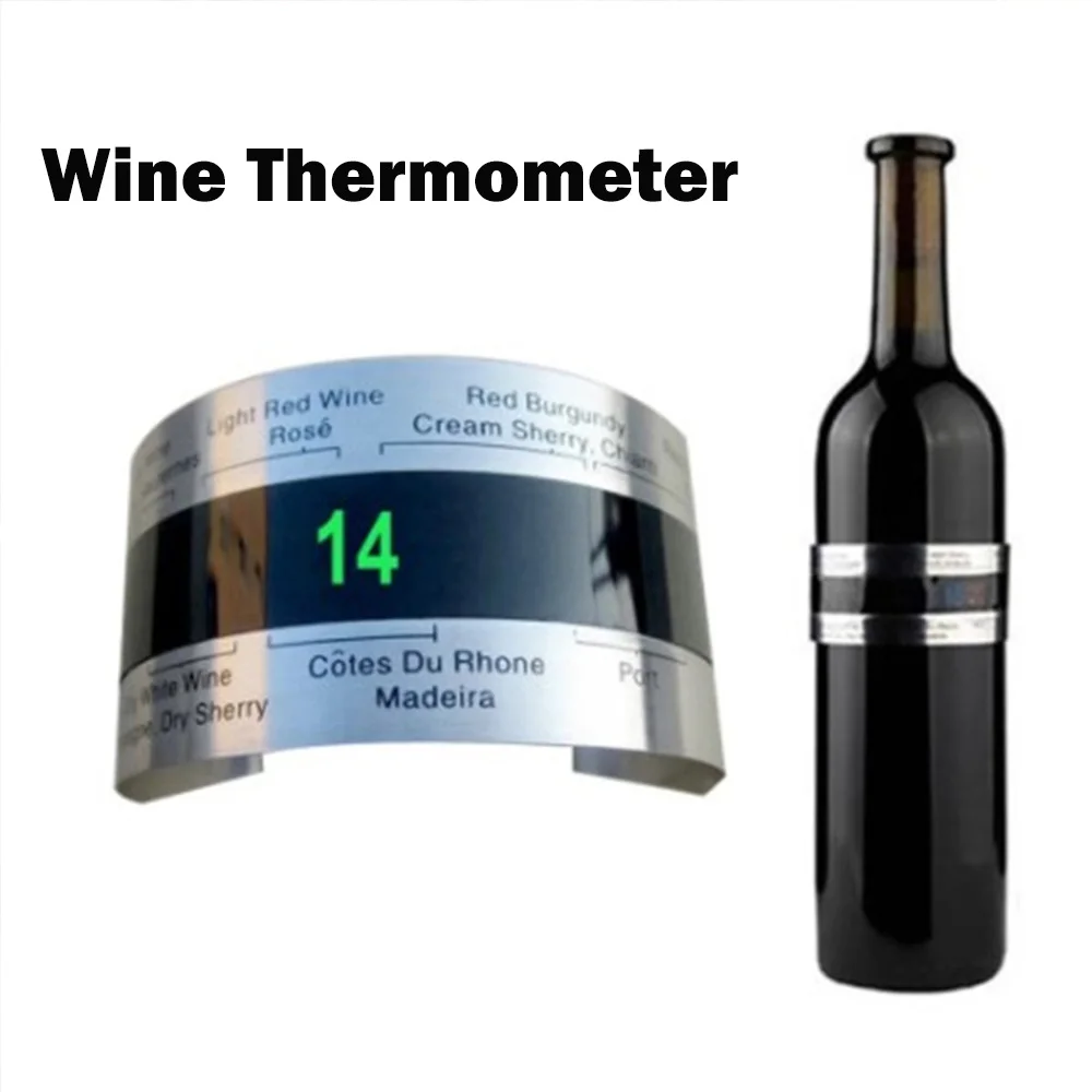 

New Wine Collar Thermometer Bar Beverage Tool Clever Bottle Snap Thermometer LCD Display Clip Sensor for Champagne Beer Red Wine