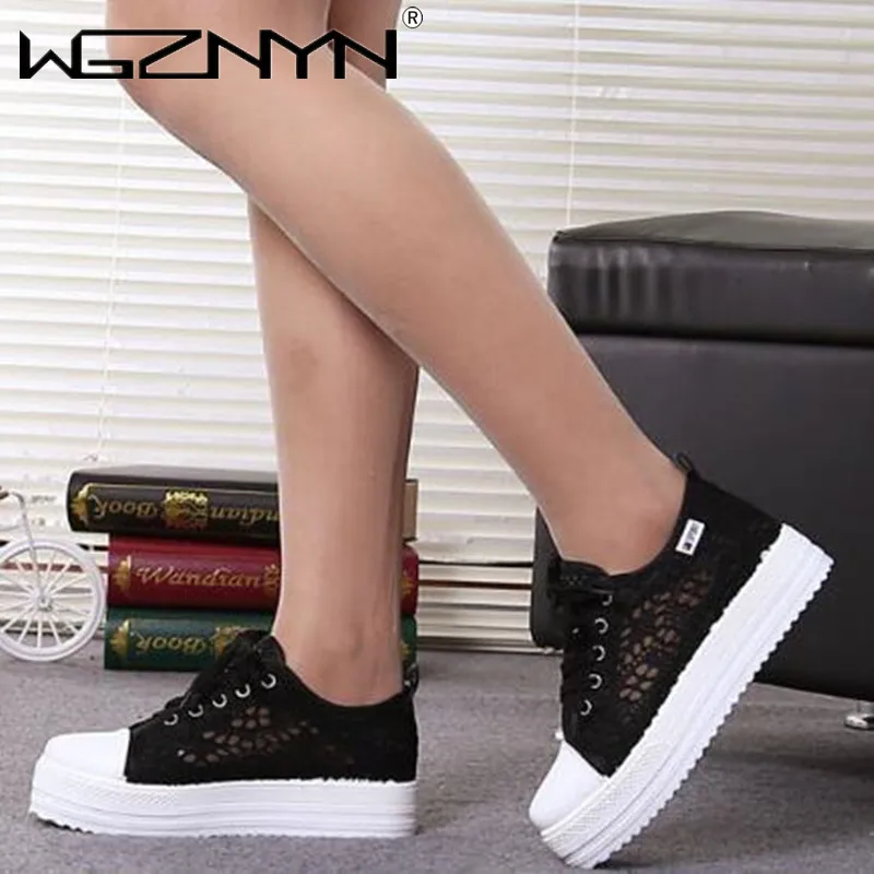 

Spring Summer Sneakers Women Thick Bottom Shoes Thick Bottom Round Toe Breathing Leisure Female Vulcanize Shoes Tenis Feminino