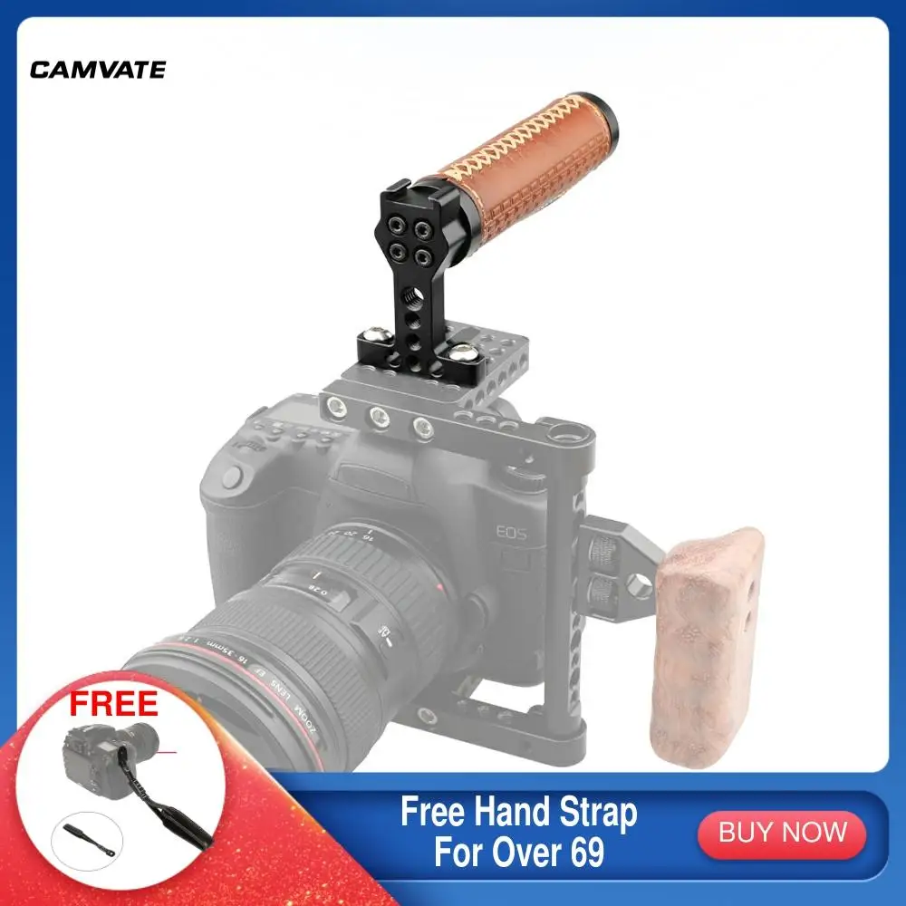 CAMVATE Камера Топ кожаная ручка с креплением для вспышки Холодный башмак и 1/4 &quot 20