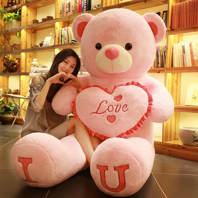 

80/100Cm Big Pink Plush Toy Teddy Bear Giant Stuffed Animals Birthday Anniversary Day Gifts for Kids Pillow Grilfriend Girl Wife