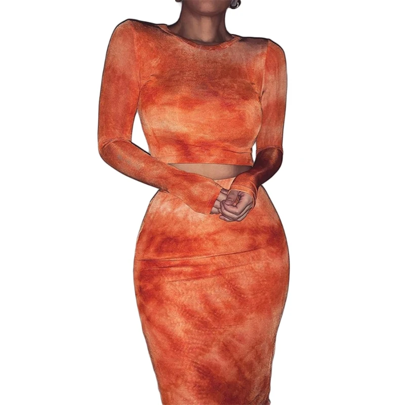 Женский комплект из 2 предметов пуловер с длинным рукавом и О-образным вырезом