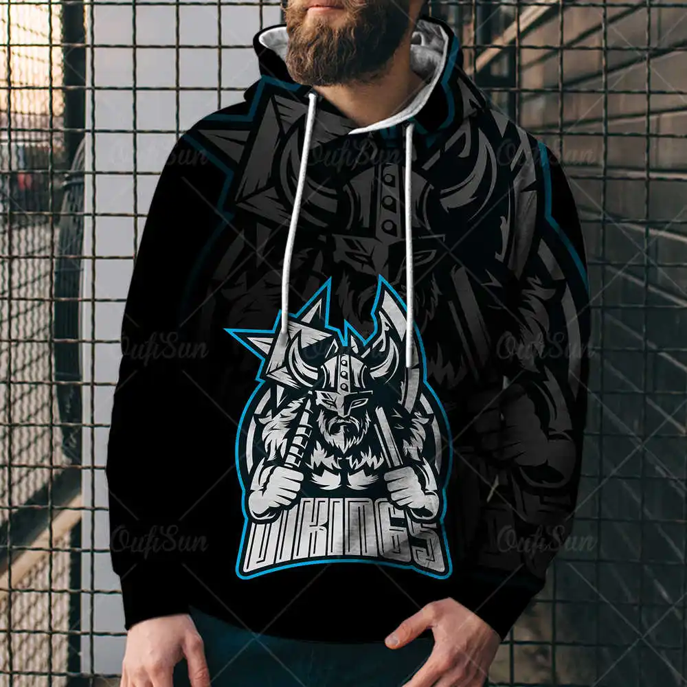 

Vikings Pirate Hoodies Men Trendy Unisex Autumn 3D Printed Long Sleeve Pullover Nordic Marauder Style Hooded Sweatshirts XXS-4XL