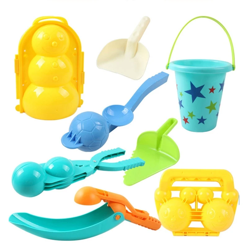 

LX9C 8 шт./комплект, устройство для изготовления снеговиков, зажим для изготовления пляжного песка, инструменты с ручкой, форма снеговика для д...