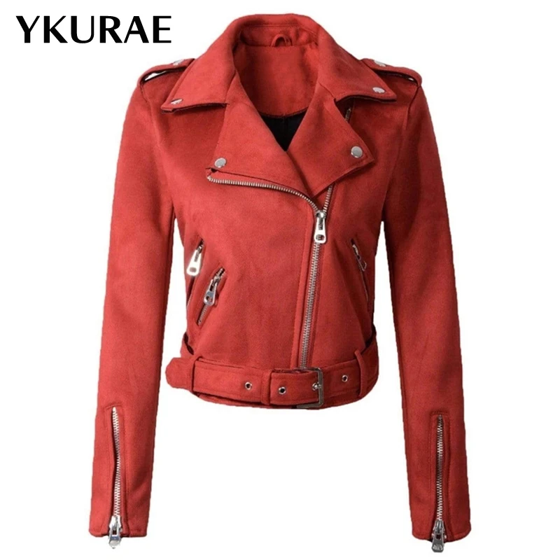 

Куртка женская короткая из искусственной кожи, в стиле панк, мотоциклетная верхняя одежда, FL076