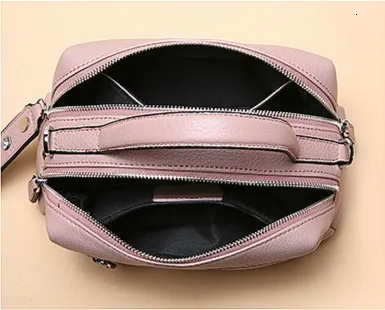 Fashion Genuine Leather Women Top-handle Bags Double Zipper Crossbody Messenger Bag Small Female Shoulder Casual Handbags |