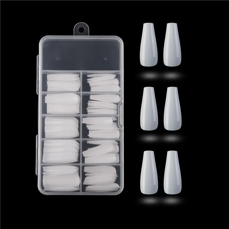 

100/500pcs False Nail White Transparent Press on Nails Long Nail Manicure Decoration Artificial DIY Coffin Nail Art Accessory