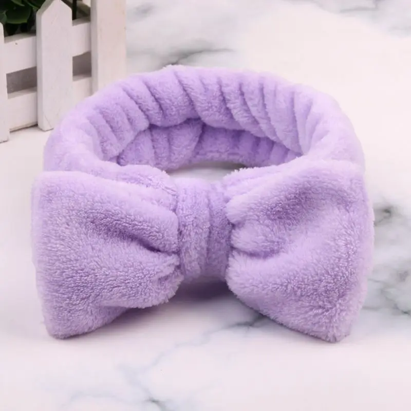 

2020 Big Rabbit Ears Coral Fleece Soft Elastic Hairbands Bath Shower Make Up Wash Face headband Hair Band Girls Hair Accessories