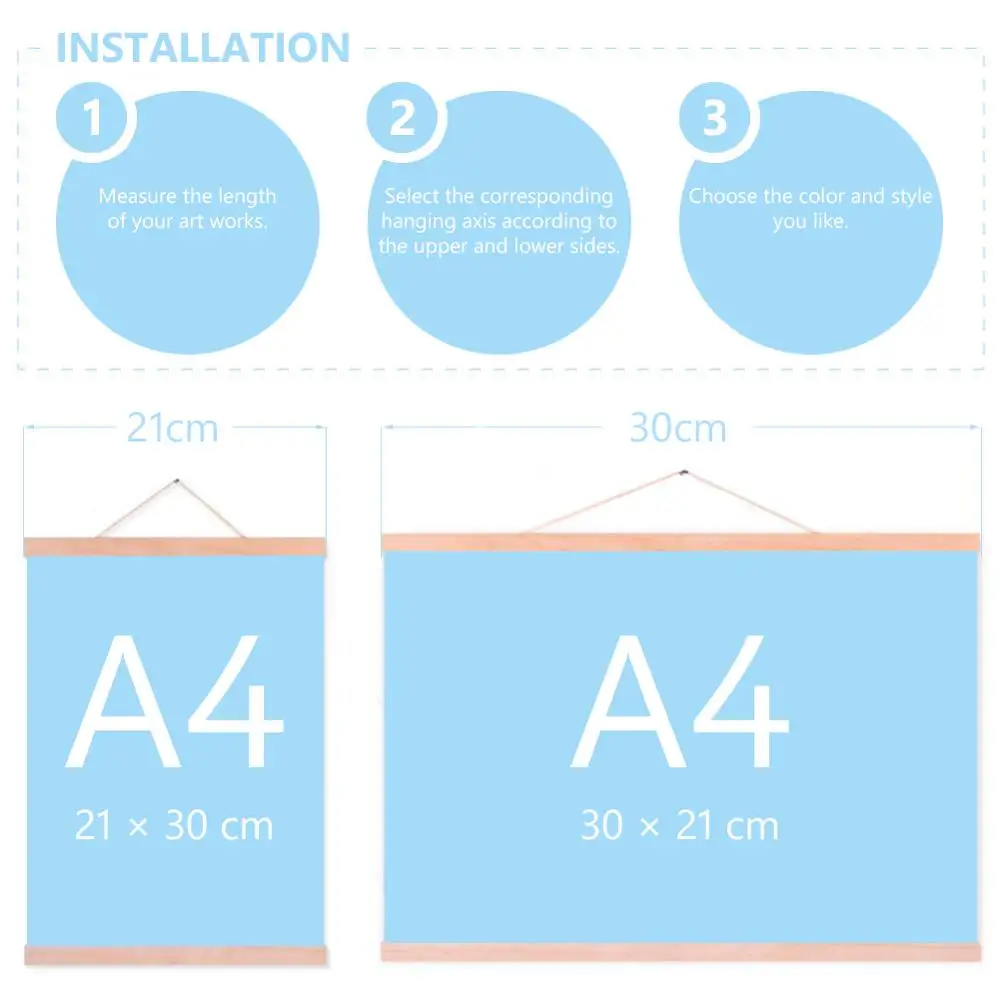 Деревянная вешалка для постера фотомагнитная рамка четыре цвета сделай сам