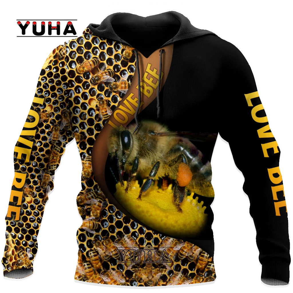 

Pure honey fashion hoodie beautiful love bee 3D printed sweatshirt unisex pullover casual Harajuku street wear