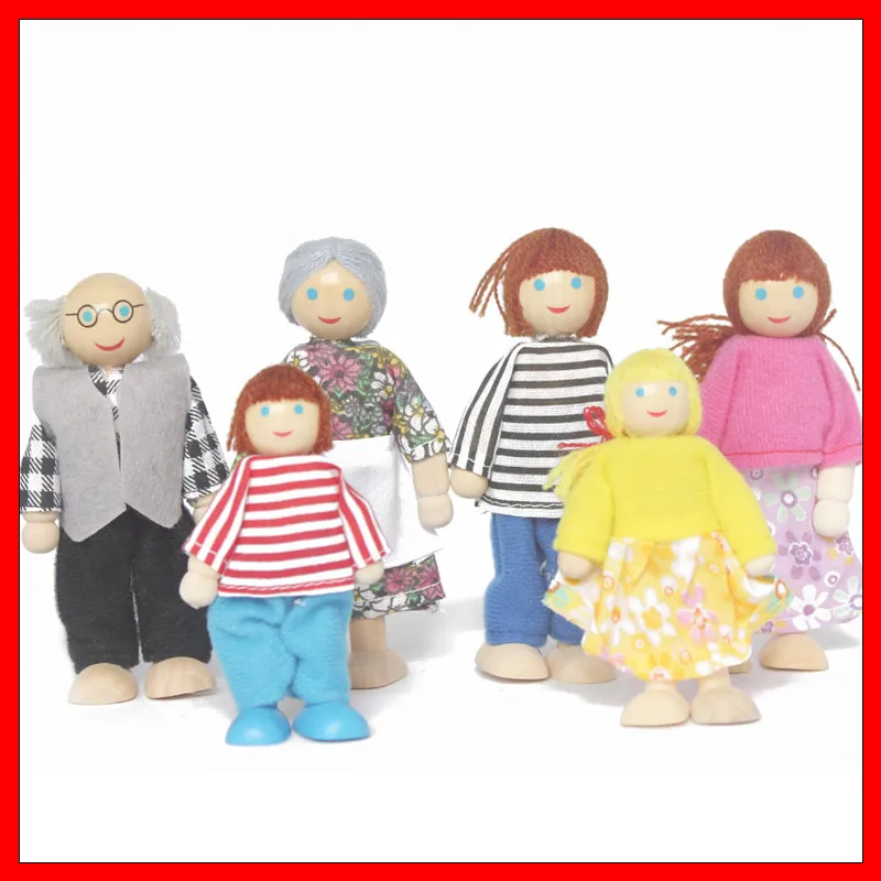 

8 PCS Action Figure NEW Family Dolls 6 and 7 Wooden Play House Dolls Baby Toys Parent Child Baby Joints Cute Funny Dolls Gifts