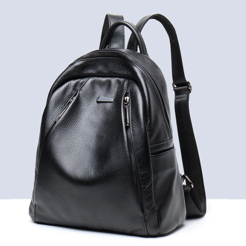 Luxury Genuine Leather Women Backpacks Shoulder bags Classic Black Soft Cowhide Lady Backpack Schoolbag Designer Female bag 2020
