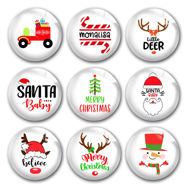 

Handmade Merry Christmas Enjoy Joy Santa Baby Round Photo Glass Cabochons Demo Flat Back DIY Jewlery Making Findings Accessory