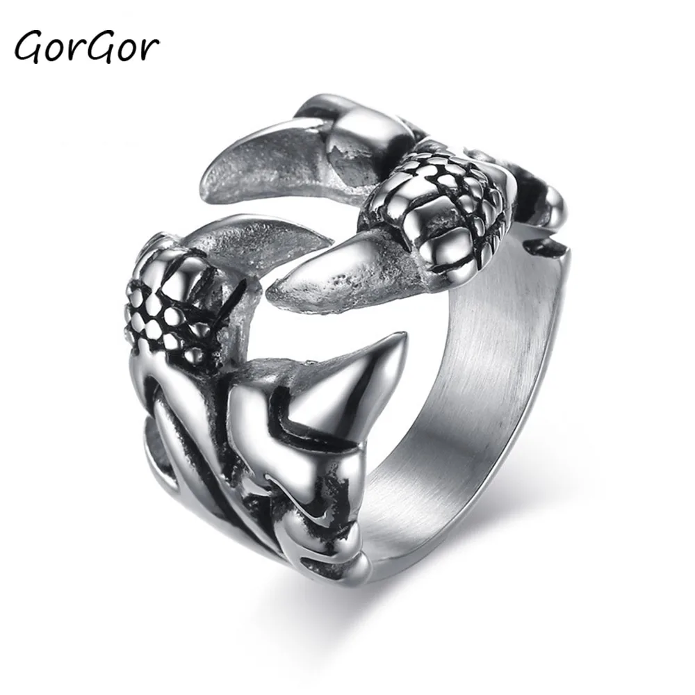 GorGor кольца для мужчин новый нержавеющая сталь узор Magic коготь индивидуальность в