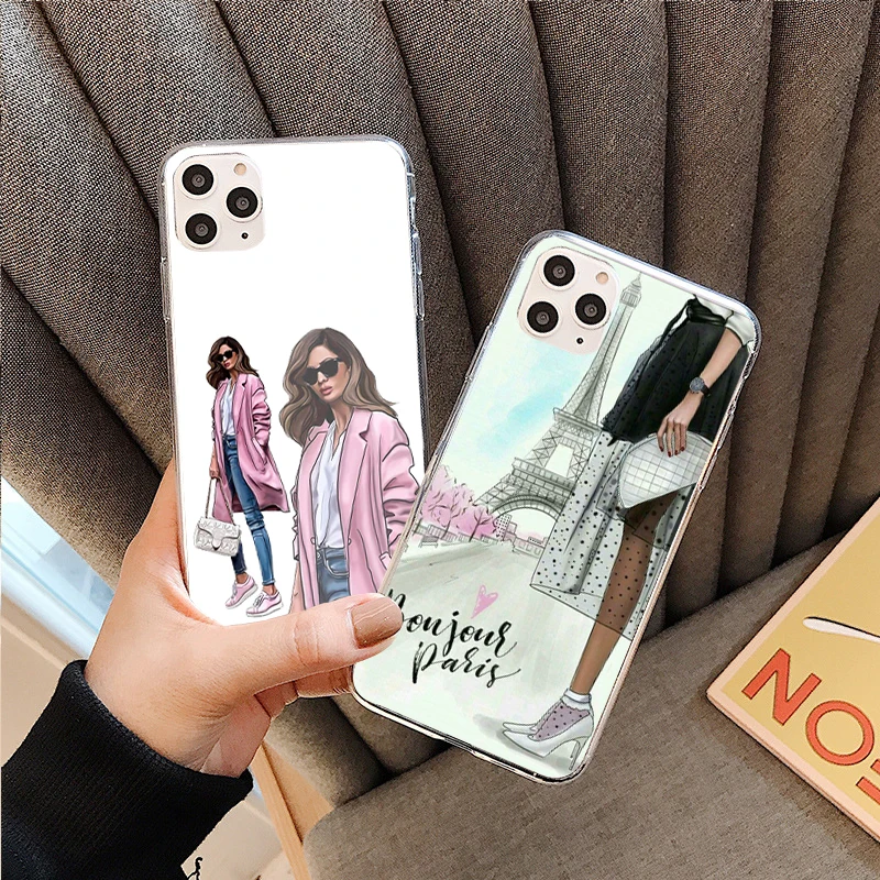 

Fashion Christmas Princess Girl Female boss coffee Phone Case for iPhone 11 12 13 pro XS MAX 8 7 6 6S Plus X 13Mini XR TPU case
