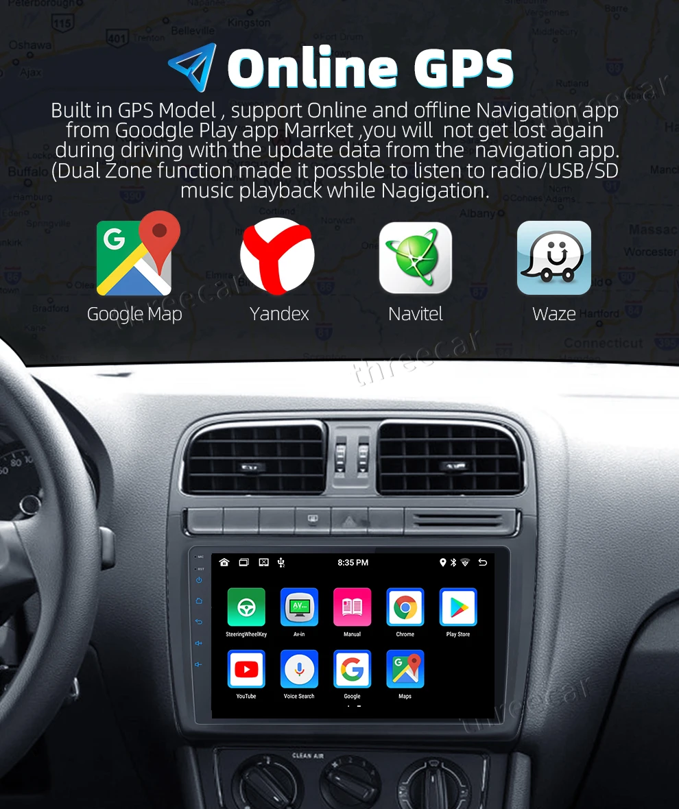 $53.61 Car Radio 2 din 10″ Android Multimedia Player GPS WIFI Bluetooth Player for Toyota Volkswagen Hyundai Kia Renault Suzuki 1G 32G