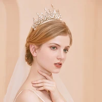 new crystal wedding headwear gold color tiaras and crowns fashion jewelry girls hairwear for party hq0022