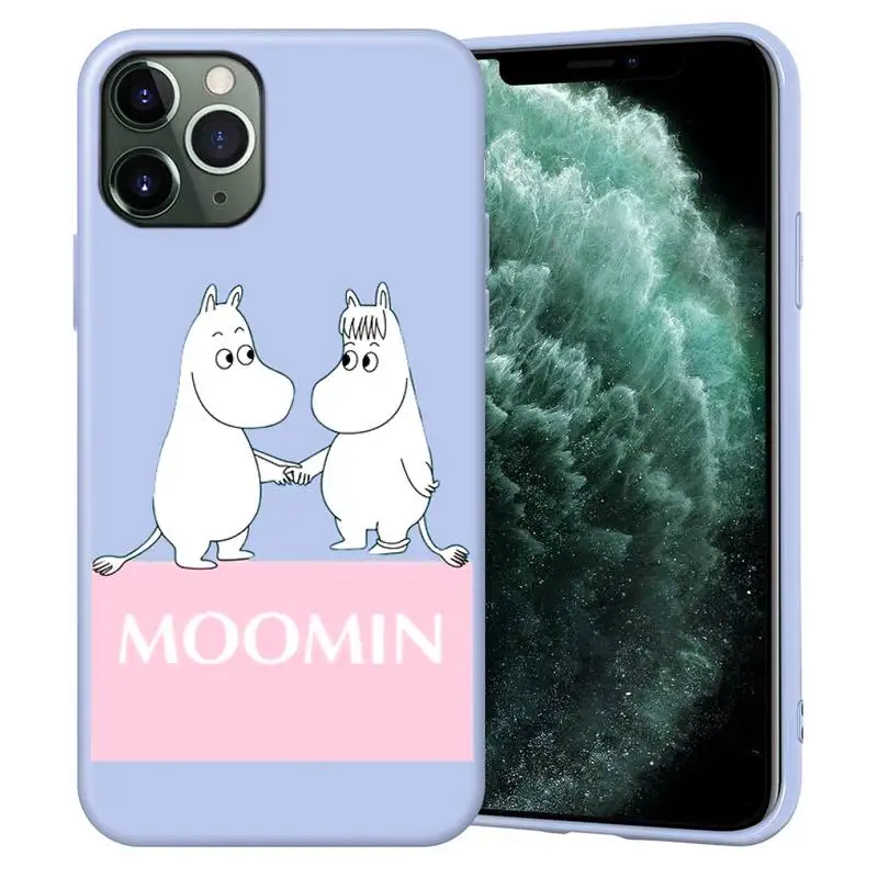 

Happy MOOMIN Phone Case For Iphone X Case Pure White Soft Silicone Phone Case For SE&11 Pro Max