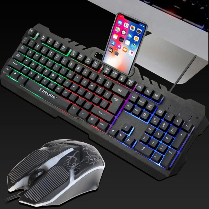 

Computer Wired Gaming Keyboard and Mouse Combo Set LED Light Mechanical Feel