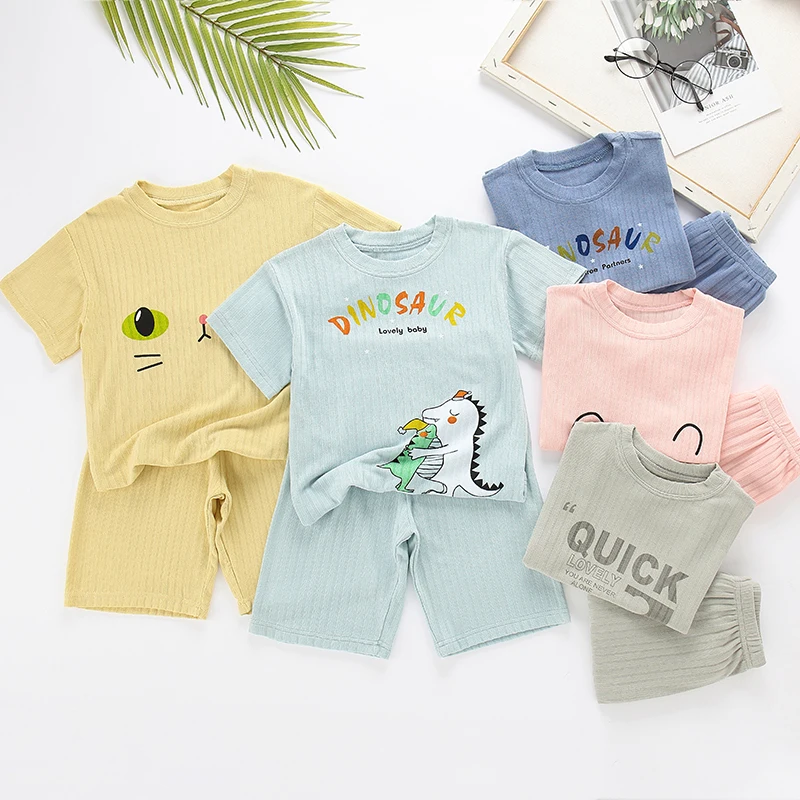 

Children Clothing Sets Kids Summer Tops Tees Short T-shirt + Pants Shorts Cartoon Cotton Boys Girls Clothes Suits 2pcs 100-160cm