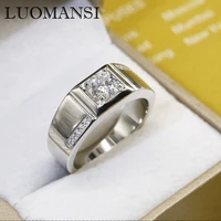 luomansi real classic ct moissanite gemstone men ring passed diamond test luxury wedding party s925 sliver jewelry wholesale