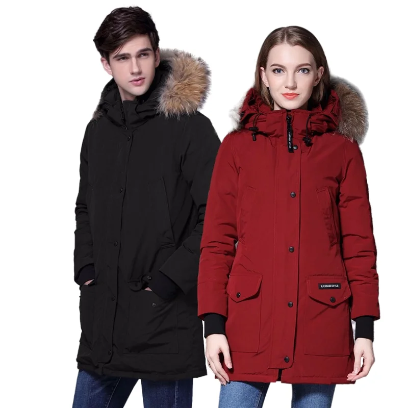 Lovers Winter White Duck Down Jacket Brand Thicken Coat Parka Medium Length Raccoon Fur Women Quality Down Coat