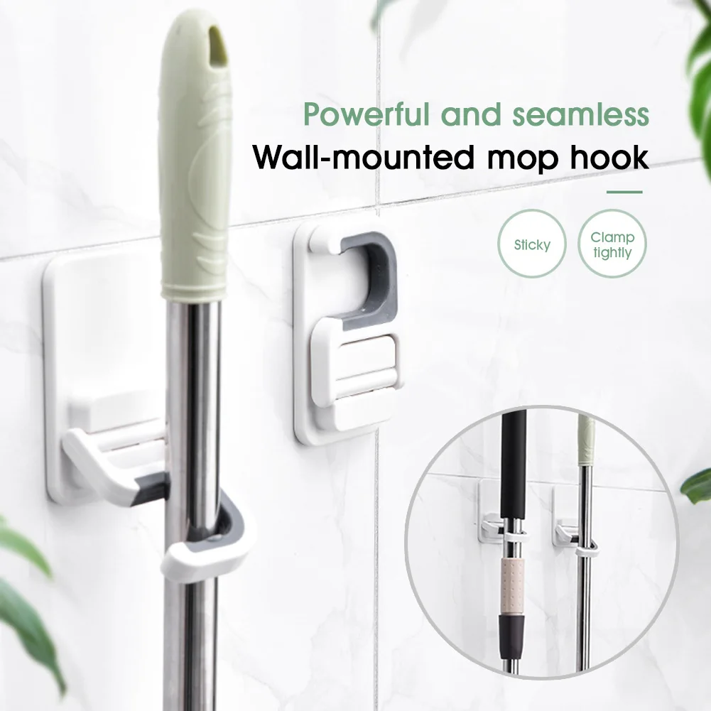 

Mop And Broom Holder Non-Slip Folding Wall Hook Wall Mounted Broom Organizer Home Storage Rack