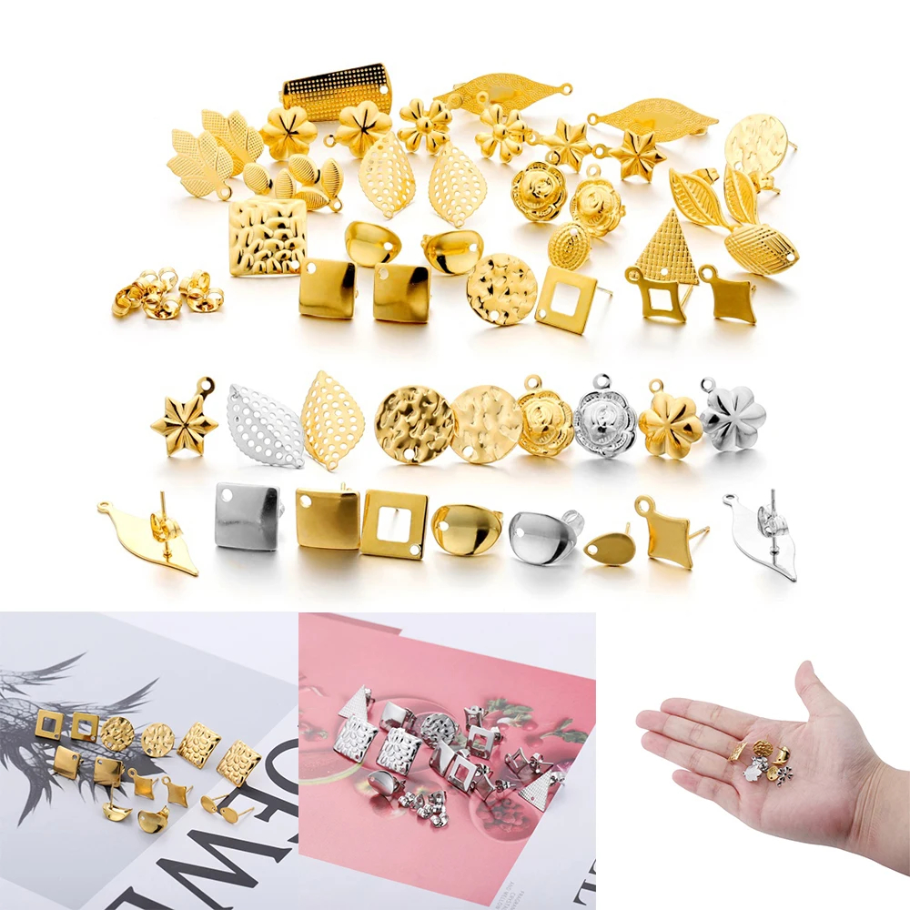 

10pcs Golden Stainless Steel Earrings Connectors Earring Making Findings Accessories Earrings Base Linker Diy Making Accessories