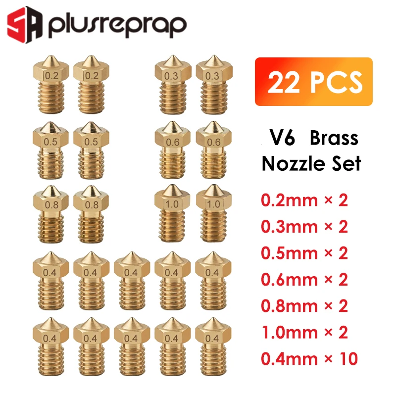 22 шт. MK8 V6 сопла головки принтера экструдер for1.75mm A8 Creality CR 10 Эндер 3 5 дополнительно