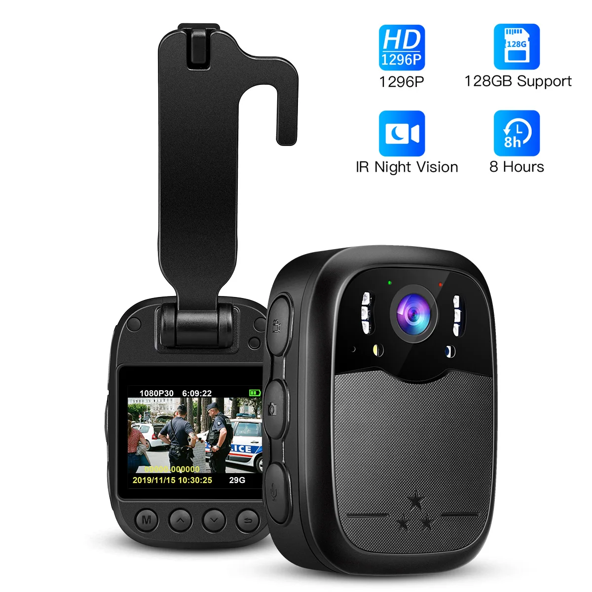 Мини камера Boblov нательная полицейская HD 1296P видеорегистратор DVR носимая