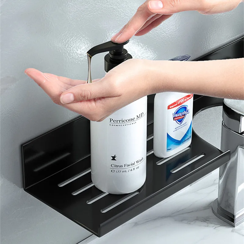 

Bathroom Shelf Brushed Black Shower Rack White Corner Shelf Square Bath Shower Shelf Sliver Bathroom Storage Organizer Rack