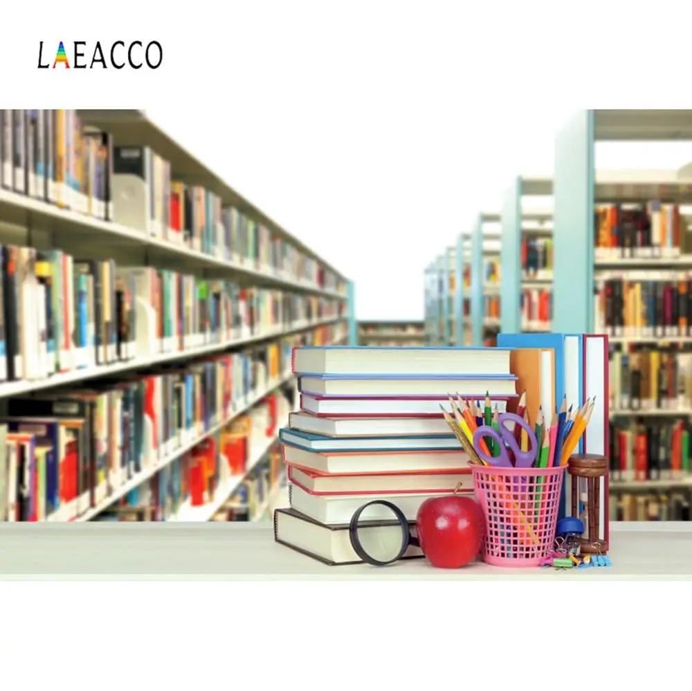 Laeacco библиотека книжная полка для книг обратно в школу ребенок портрет