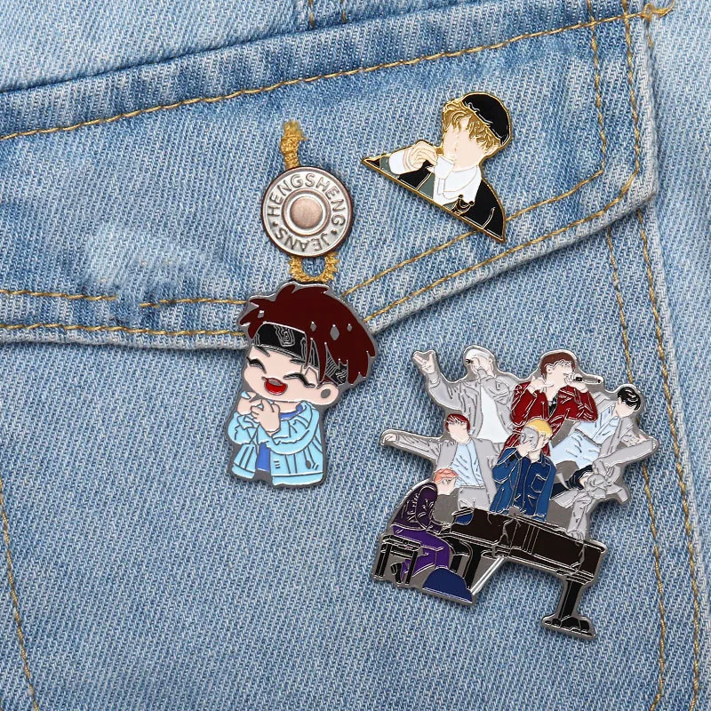 1 шт. KPOP Love Yourself Броши Bling Металл сердечки булавки Kpop Bangtan Boys Pins коллекция
