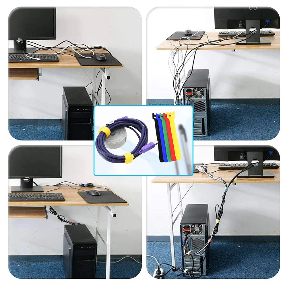 Набор из 100 штук многоразовых нейлоновых кабельных замков с клеевым слоем для организации электрических проводов и крепления проводов. Регулируемый держатель.