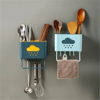 cartoon free punch kitchen storage rack waterproof holder wall storage chopsticks storage box for home kitchen accessories