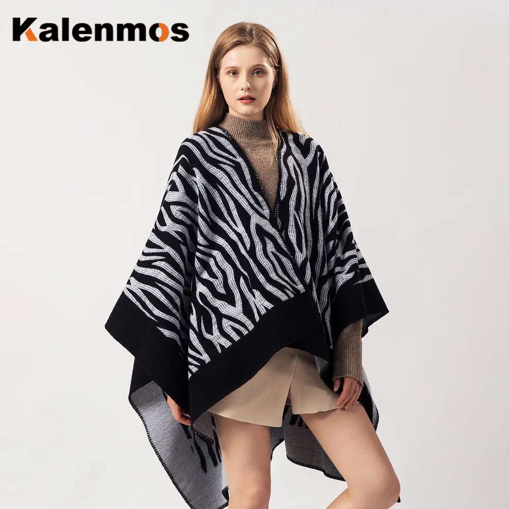 Плащ-пончо шарф Женская печать имитация розы кашемировые накидки Национальный