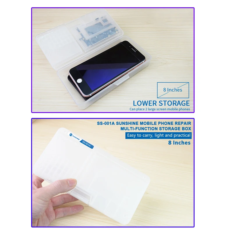 10pcslot storage box for iphone lcd screen motherboard ic chips component screws organizer container repair tools mobile phones free global shipping