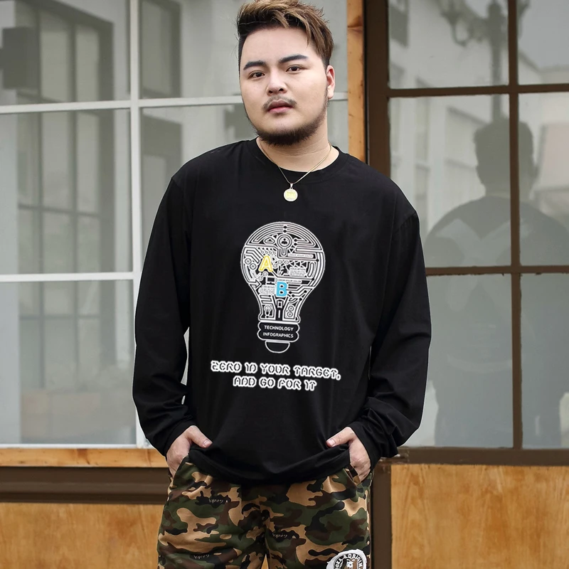 

men tops long sleeve cotton t shirt 2xl-9xl 160cm male big o-neck t shirt fat guy plus size men's Casual tees print animal