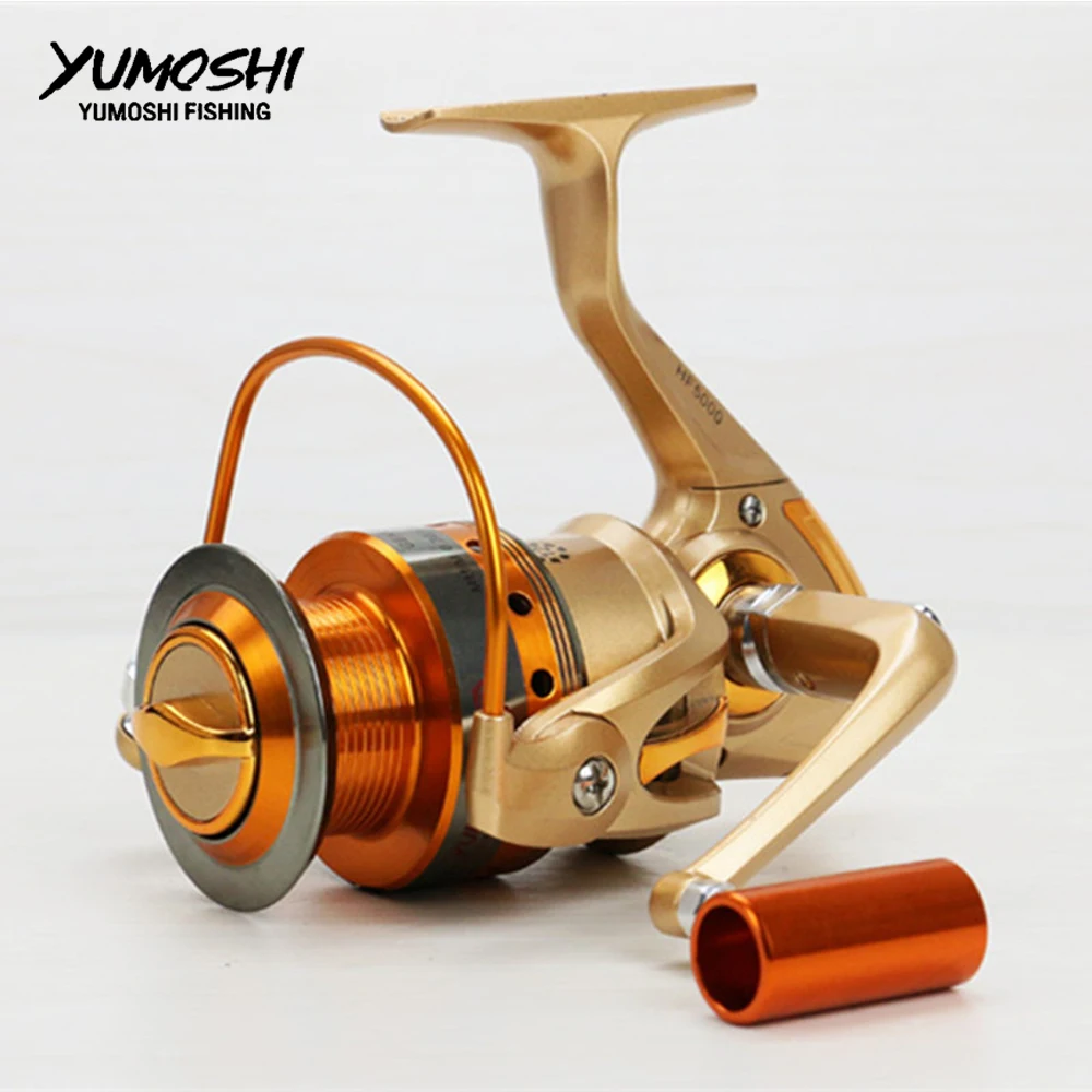 Yumoshi спиннинговая Рыболовная катушка металлическая HF 500-9000Series Рыболовные катушки