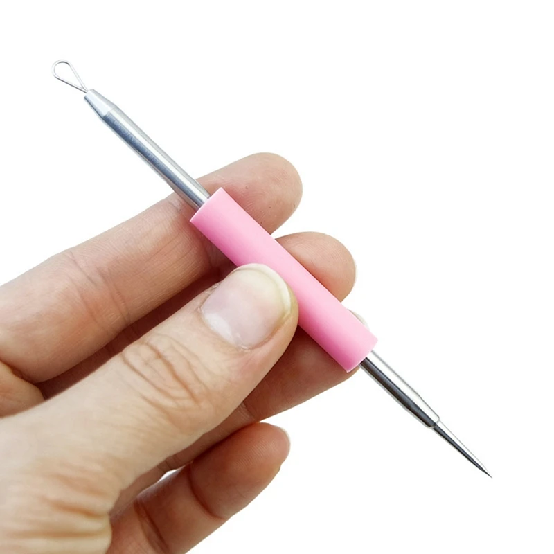 

Stainless Steel Acne Needle Double-Headed Acne Needle Silicone Beauty Needle To Blackhead Squeezing Acne Tool Blue
