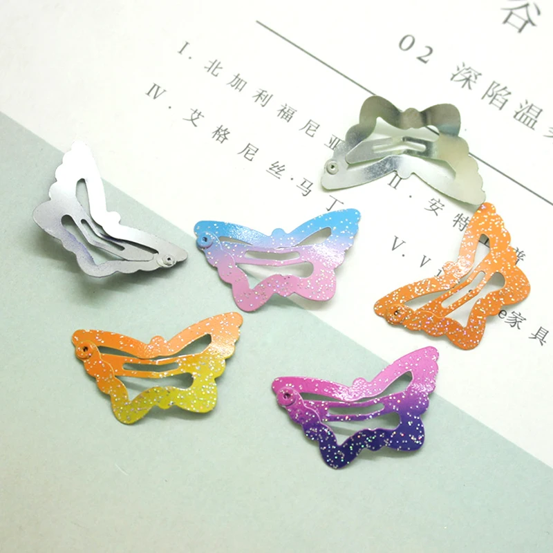 

12 Pcs Beautiful Kids Pentagram Hair Clips Glitter BB Clips Butterfly Colors Children Asymptotic Color Candy Color Star Girls