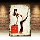 Новый Кока-Кола, Оловянная металлическая табличка, винтажный пинап для девушек в стиле Ad