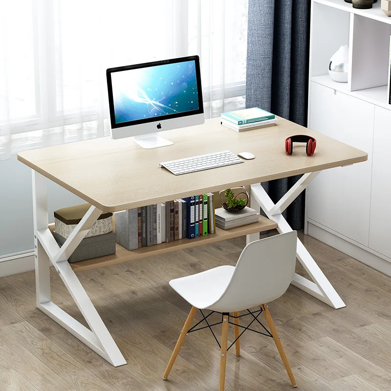 

Mrosaa 39" Computer Laptop Desk Modern Style Computer Table with Bookshelf Wooden Standing Desks for Home Office Living Room