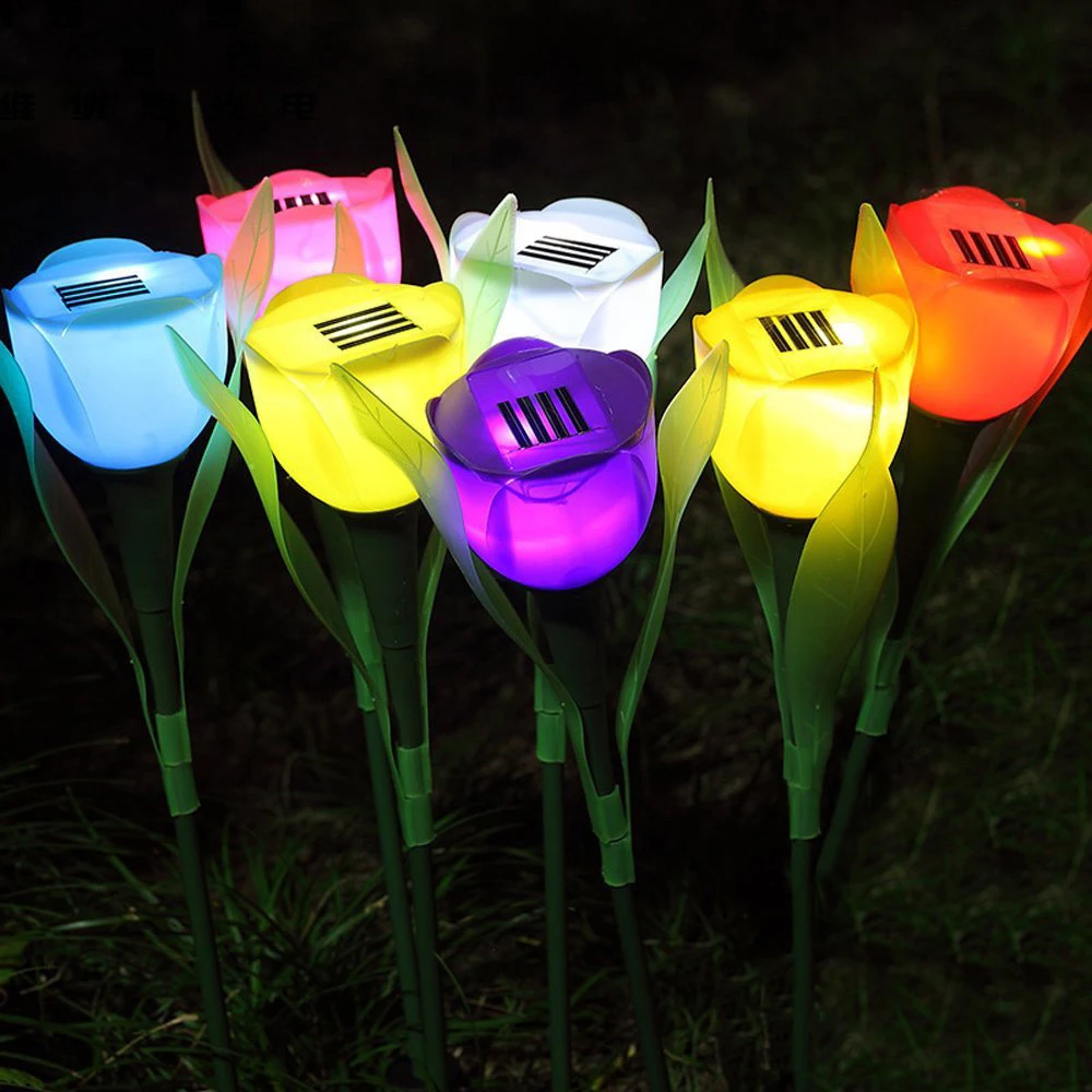 

Solar light Tulip Flower Lamp Multi-Color Outdoor Waterproof Garden Yard Path Lawn Insert Solar Light