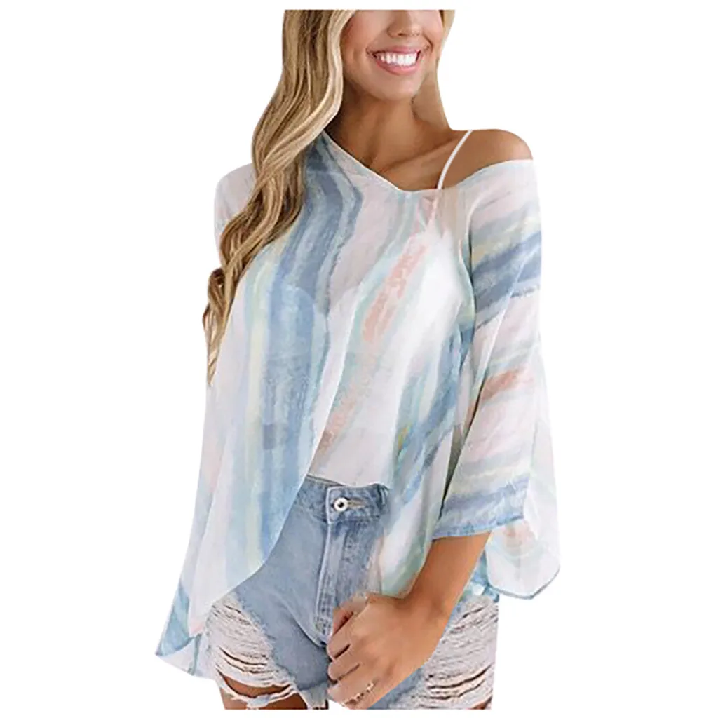 Уличная шифоновая блузка с открытыми плечами женские осенние модные Топы Harajuku