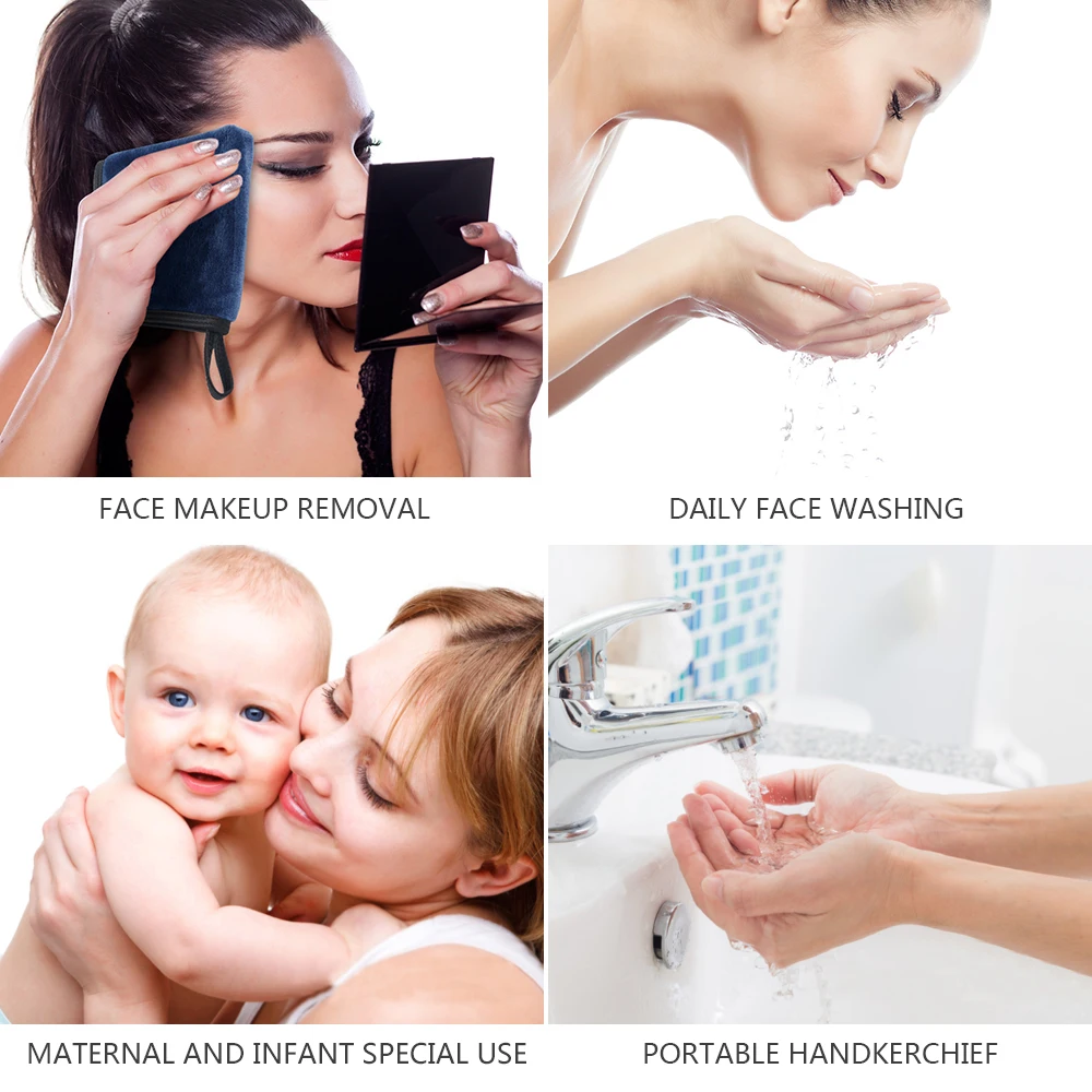 SUNLAND Makeup Remover Cloth Reusable Facial Cleansing Towel Microfiber Face Cloths Chemical-free Washcloth 10inX10in 6 Pack