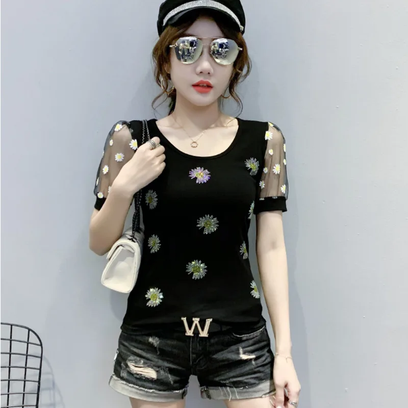 Женская футболка с коротким рукавом и круглым вырезом в Корейском стиле | одежда