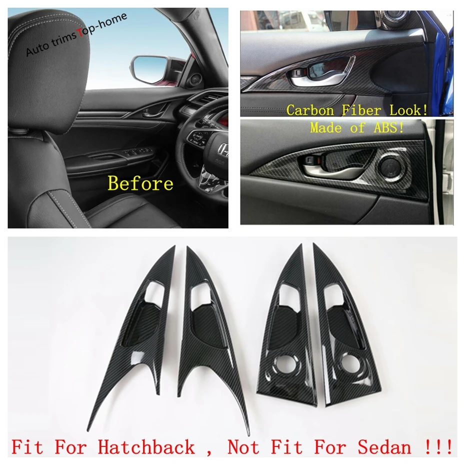

Насадка на внутреннюю дверь автомобиля, ручка дверной ручки, крышка чаши, отделка, аксессуары из углеродного волокна, интерьер для Honda Civic Hatchback 2020 2021