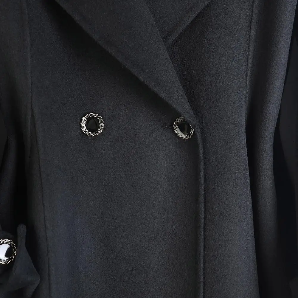 

2020 New Temperament Double-sided Woolen Straight Double-breasted Suit Collar Double-sided Wool Mid-length Coat Women B169