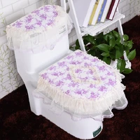 3 piecesset european lace toilet seat cushion household toilet seat zipper seat washer winter u shaped toilet seat