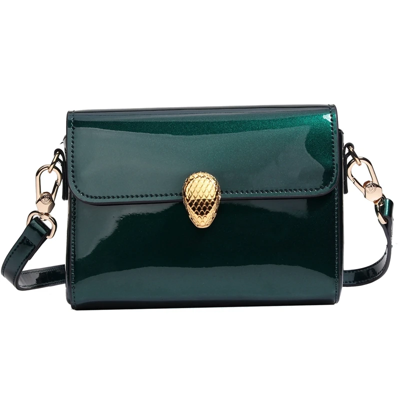 

WOONAM Women Fashion Top Hide Genuine Patent Calf Leather Chain Strap Box Flap Bag WB1179